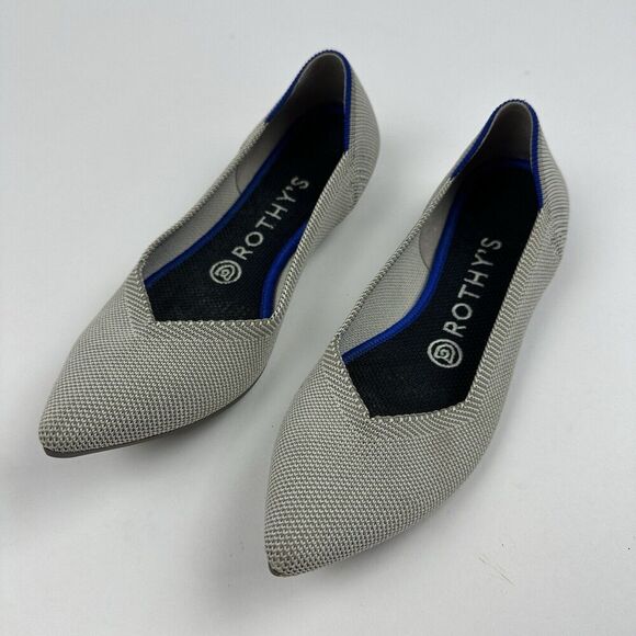 Rothy's The Point Knit Ballet Flats Recycled Materials 7 Pointed Toe Gray/Beige - Picture 3 of 11